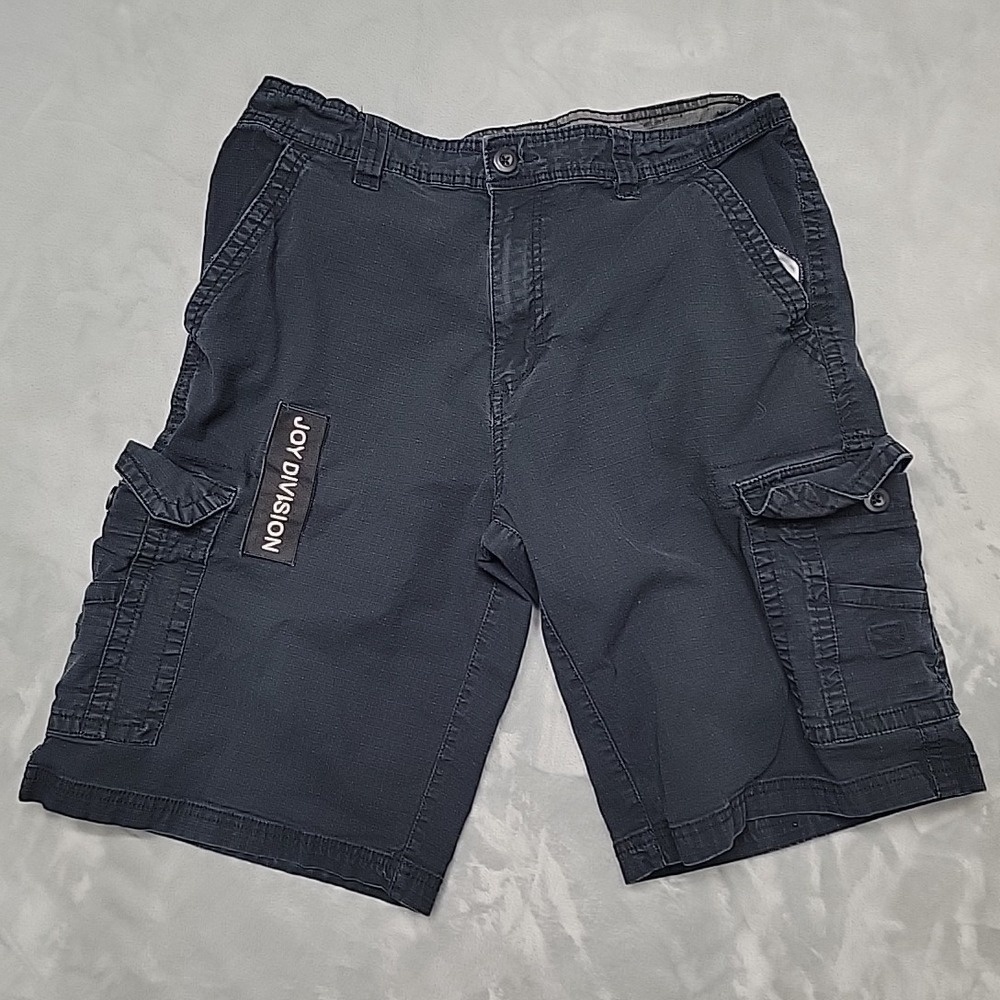 Company Eighty One Shorts Mens 34 Black Cargo Joy Division Patch Ripstop Cotton